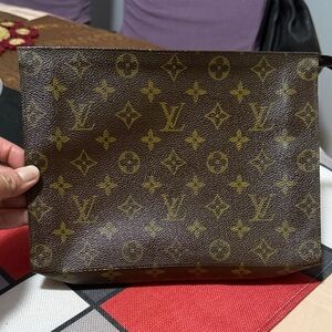 Authentic Vintage Louis Vuitton Monogram Canvas Pouch in Brown and Gold Print
